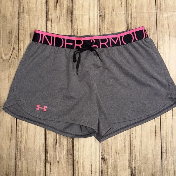 Women’s Under Armour Medium Gray HeatGear Breathable Running Gym Shorts - Picture 1 of 6
